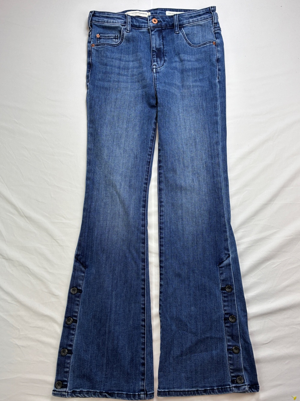 Pilcro Button-Hem High-Rise Bootcut Jeans from Anthropologie Stretch